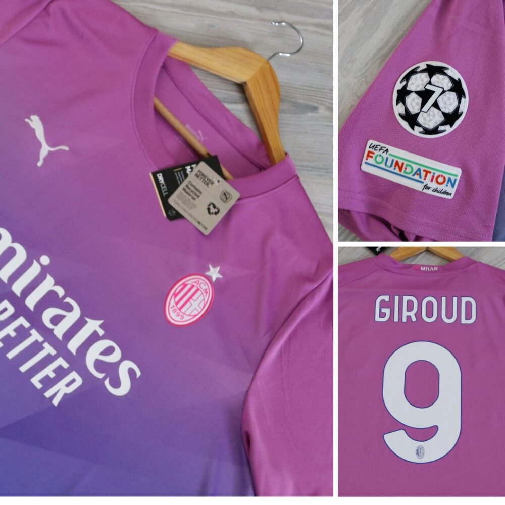 AC Milan x Puma 23/24 Champions League ALT Jersey Mens #9 Olivier Giroud Soccer